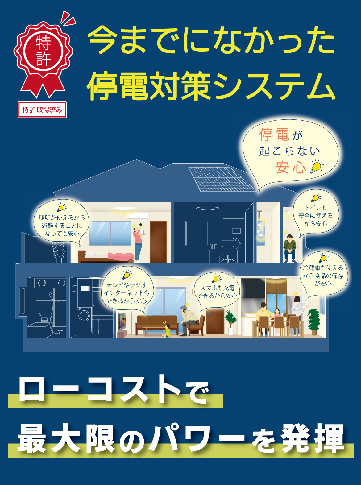 今までになかった停電対策システム　ローコストで最大限のパワーを発揮